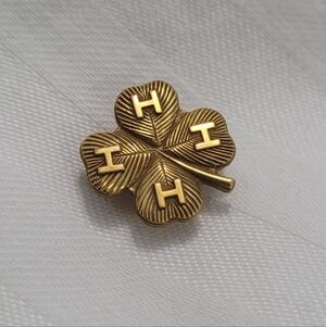 10K Gold gf 4H Club Four Leaf Clover Shamrock Lapel Pin Lucky Good Luck Charm